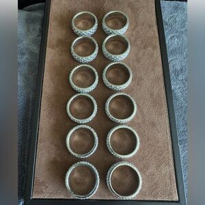 12 Silver Vintage Rhinestone Napkin Rings Holders….Party Dinner Wedding
